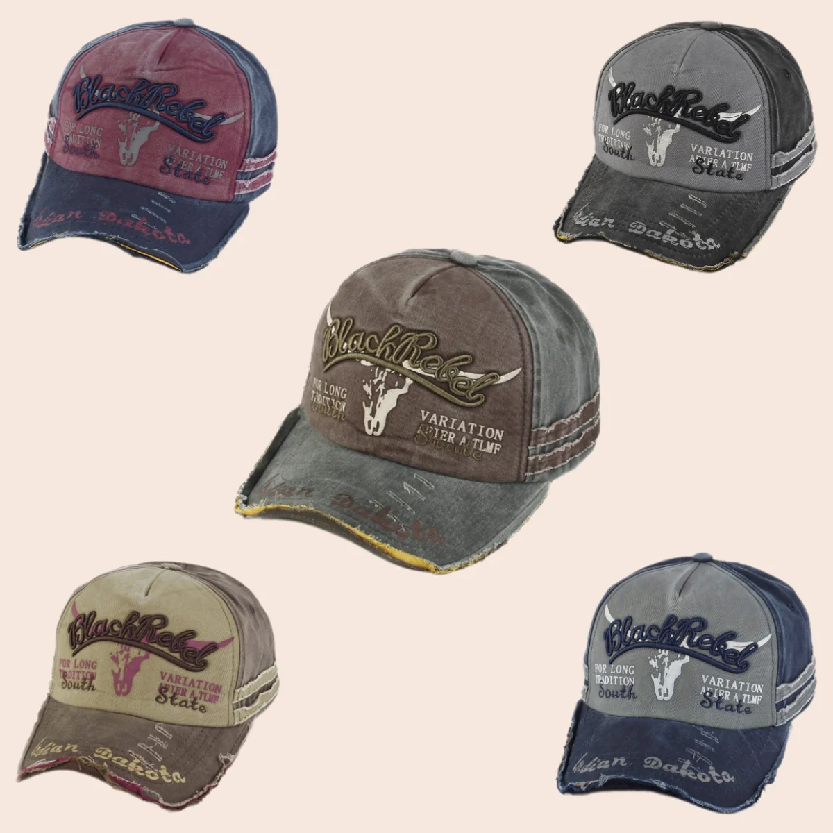 

Hip Hop Letter Embroidery Baseball Cap Washed Aging Adjustable Duckbill Cap for Unisex Outdoor Sports Camping Sun Protection