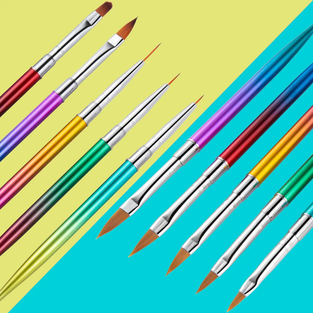 5 stuks Nail Art Pen Set Double-Ended Point Drill Pen Lichtgewicht Lange Steel Uv Gel Nail Art Tools manicure Tekening Kit