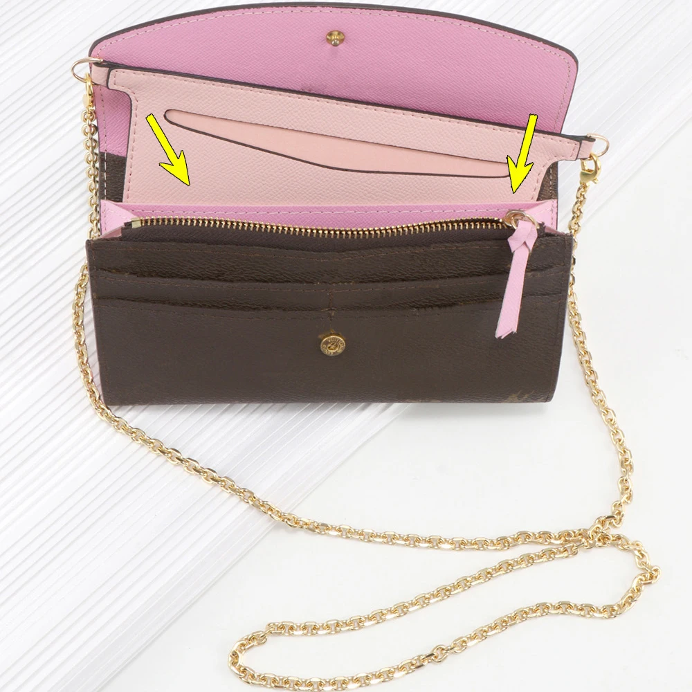 PU Wallet Insert for Chain Strap Soft with D Rings Purse Insert Organizer Wallet Conversion Kit Women