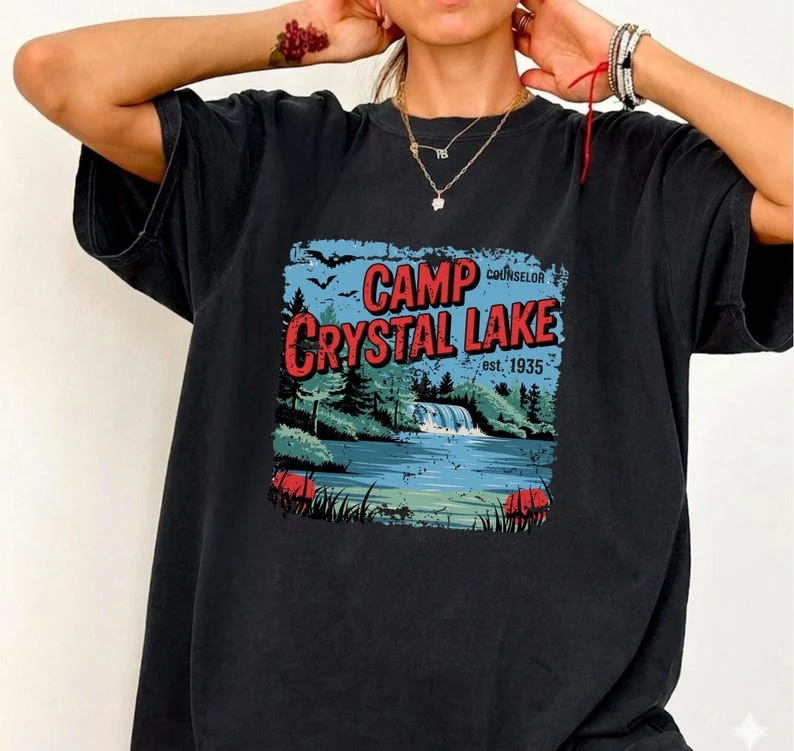 Camp Crystal Lake Counselor Est 1935 Shirt, Vintage Friday The 13th T-Shirt, Retro Horror Series Grafik-T-Shirt – Detail 4