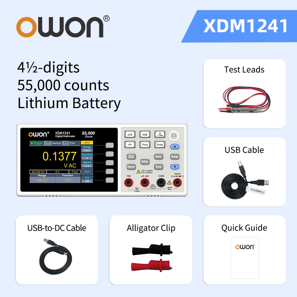 OWON XDM1041 XDM1241 4 1/2 Digitalmultimeter Tragbare Tischgerät True RMS DC/AC Strom Spannung USB Multimetro Tester Messgerät SCPI
