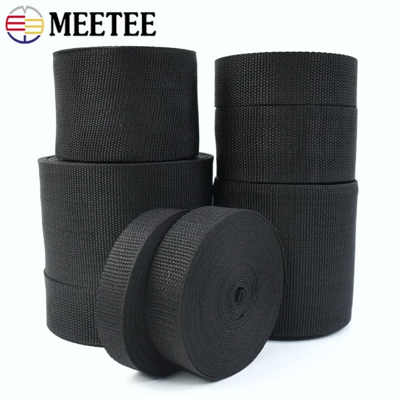 5/10M Black Polyester Webbing Tape 1.3mm Thick Backpack Ribbon Strap Pet Collar Belt Sling Band Garment Bias Binding Accessories