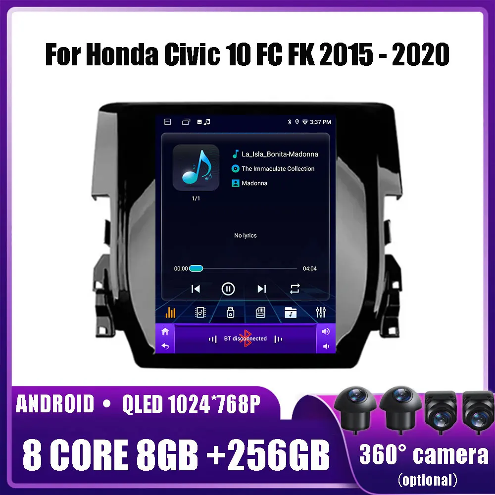 

Android 14 For Honda Civic 10 FC FK 2015 - 2020 Car System Radio Video Multimedia Navigation Wireless GPS Carplay WIFI DVD 2din