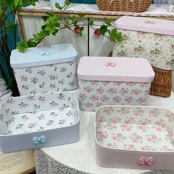 Korean Romantic Storage Box Snack Makeup Jewelry Storage Organizer Home Desktop Decoration Pink Printing Finishing Storager