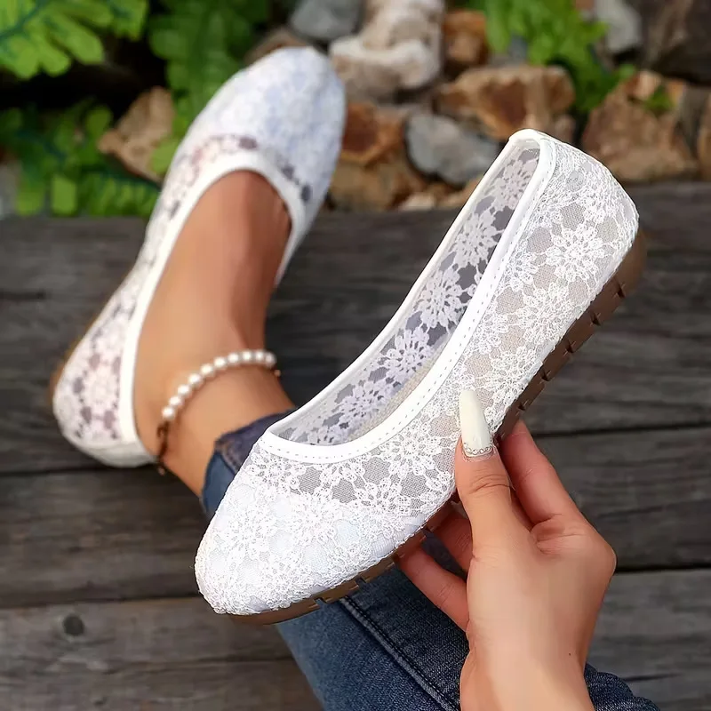 Chaussures de sport confortables à talon carré et bouche peu profonde en maille pour femmes – Respirantes, légères, décontractées, pour la marche quotidienne
