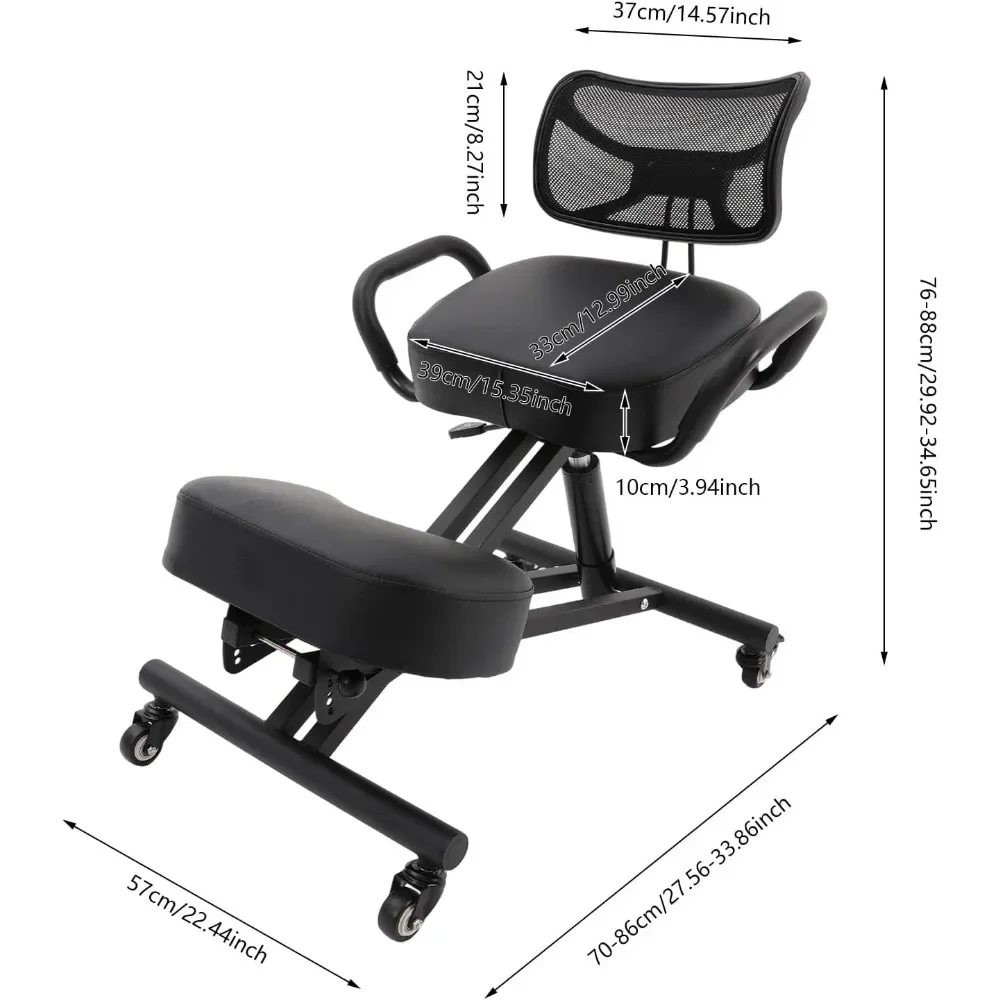 Height Adjustable Kneeling Chair with Back Support and 5 Angle Settings view 3