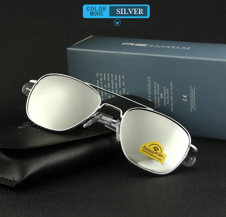 RE Sonnenbrille Mann Amerikanische Armee Militär Luftfahrt Pilot Sonnenbrille Frau Luxus Marke Vintage Metall Titan Rahmen Glas Objektiv – Detail 39