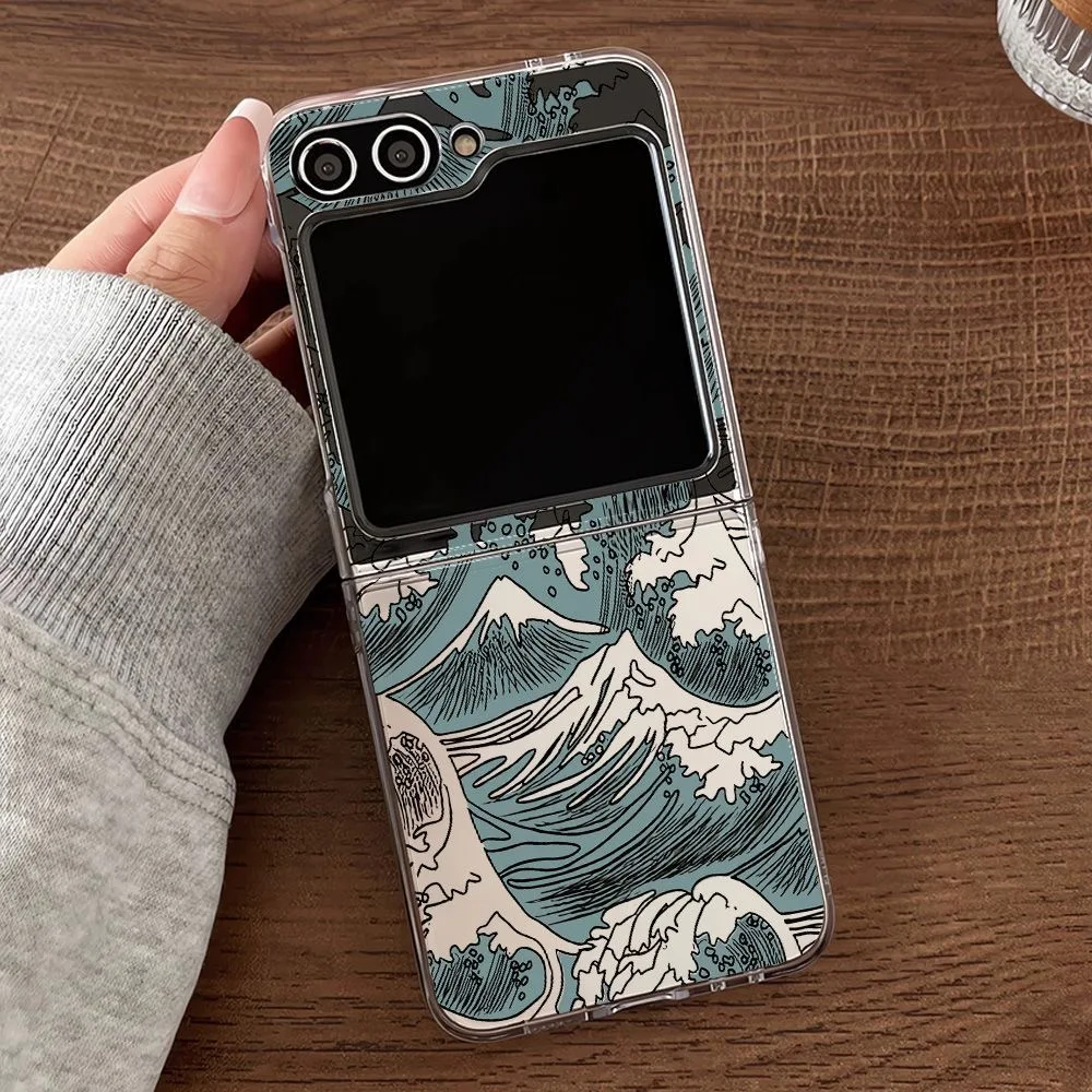 The Great Wave Off Kanagawa Phone Case For Samsung Galaxy Z Flip6 Z Flip 5 Shockproof Cover for Samsung ZFlip 4 3 7 Shell Fundas