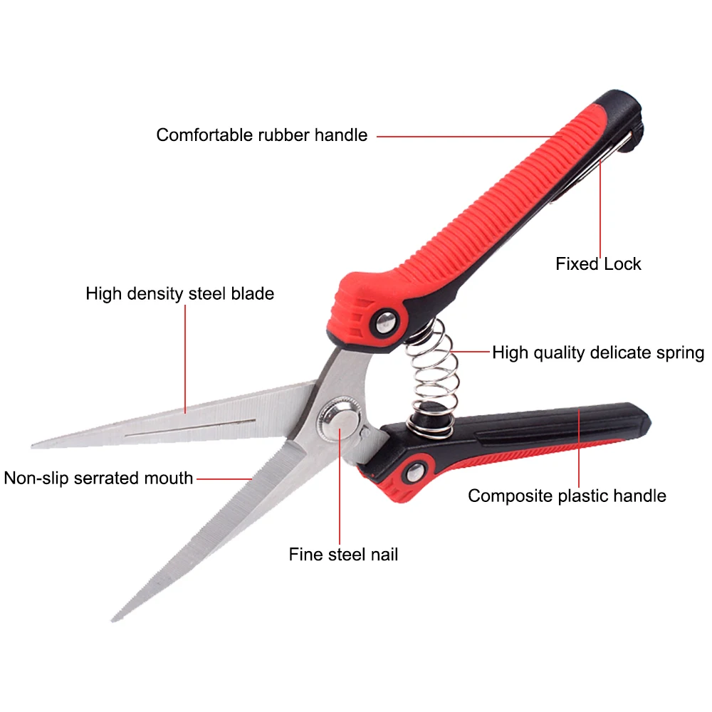 Pruning Shear Branch Scissors Stainless Steel Non-Slip Handle Sharp Garden Fruit Tree Pruning Very Sharp Garden Tools