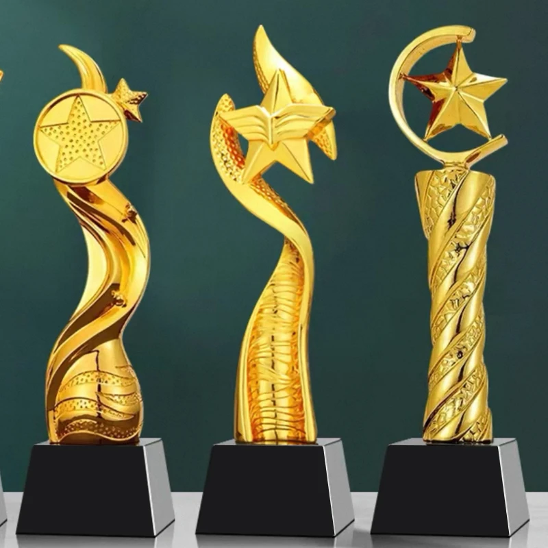 Customized Golden Tripod Resin Trophy, Annual Meeting Souvenir, Sports Competition Employee Company Awards, Home Decoration, 1Pc