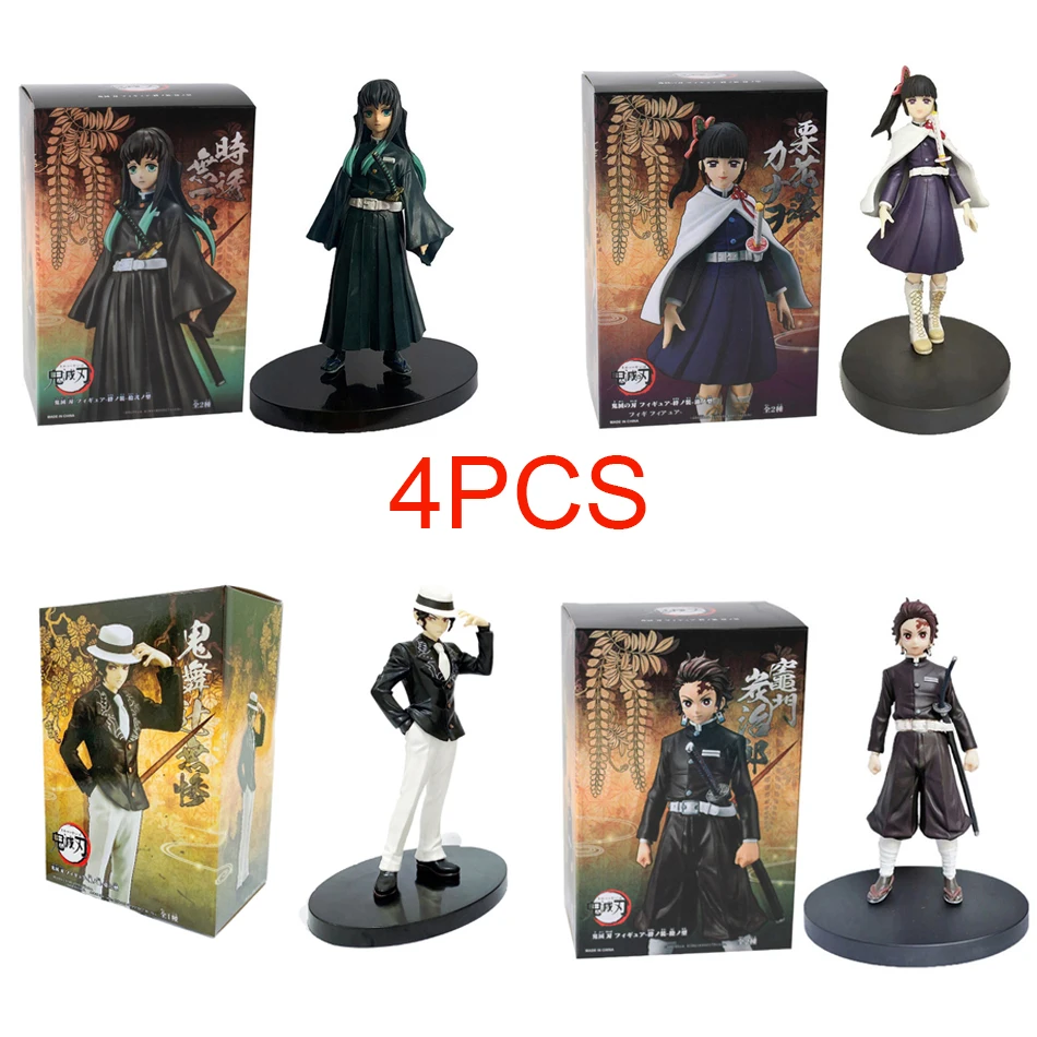 4pcs Demon Slayer Figure Kamado Tanjirou Nezuko Action Figures PVC Model Toys Zenitsu Figurine Inosuke Kimetsu No Yaiba Figura