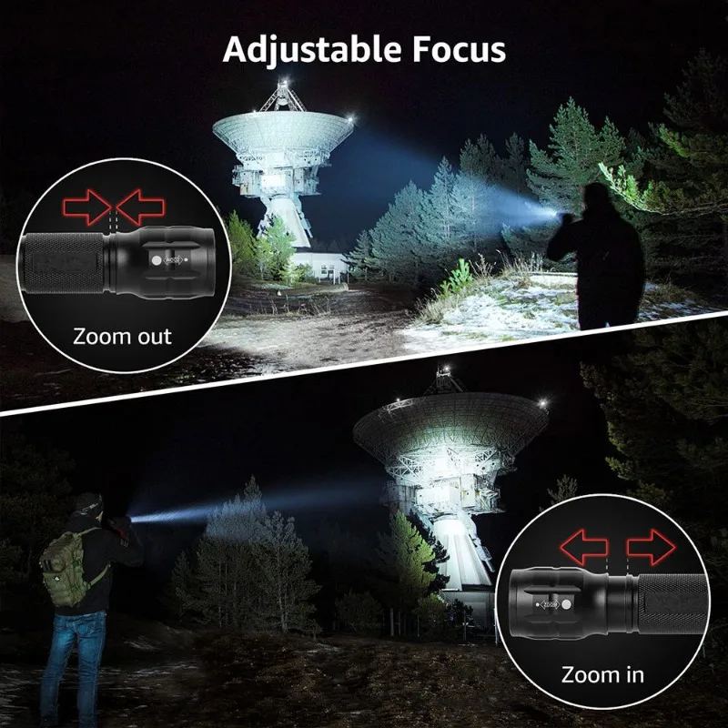 L2 LED Flashlight Small Portable High Brightness Aluminum Alloy Rechargeable Telescopic Zoom for Long Range Illumination