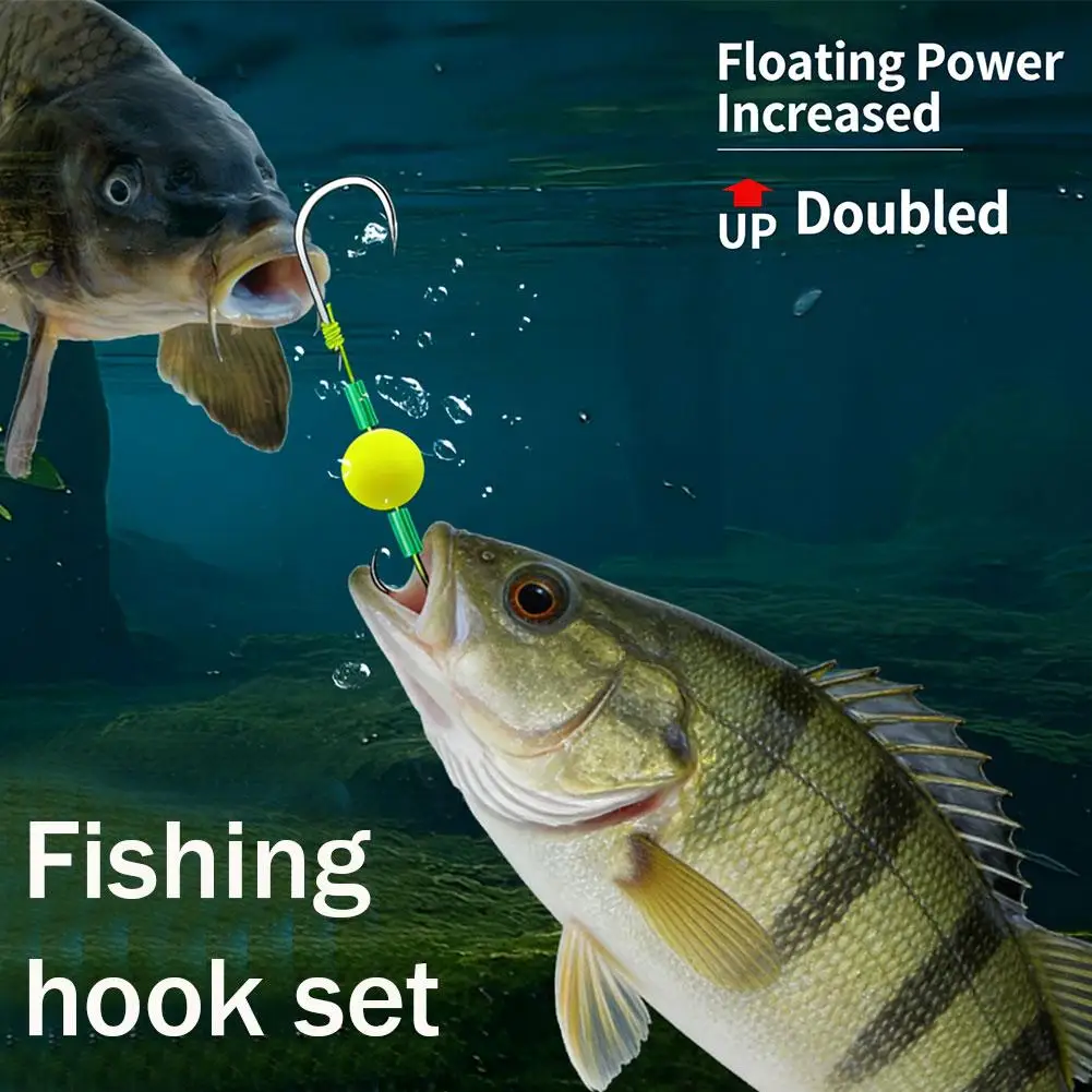Anti-tangling Double Fishing Hooks With Floating Beads Bottom Fishing Tackle Anti Double Hook
