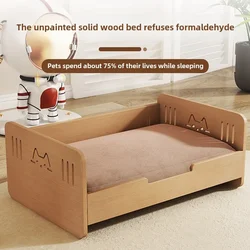 Luxury Wooden Pet Bed for Small Dogs and Cats, Easy to Clean and Detach, Ideal for Princess Dogs and Teddy Bears