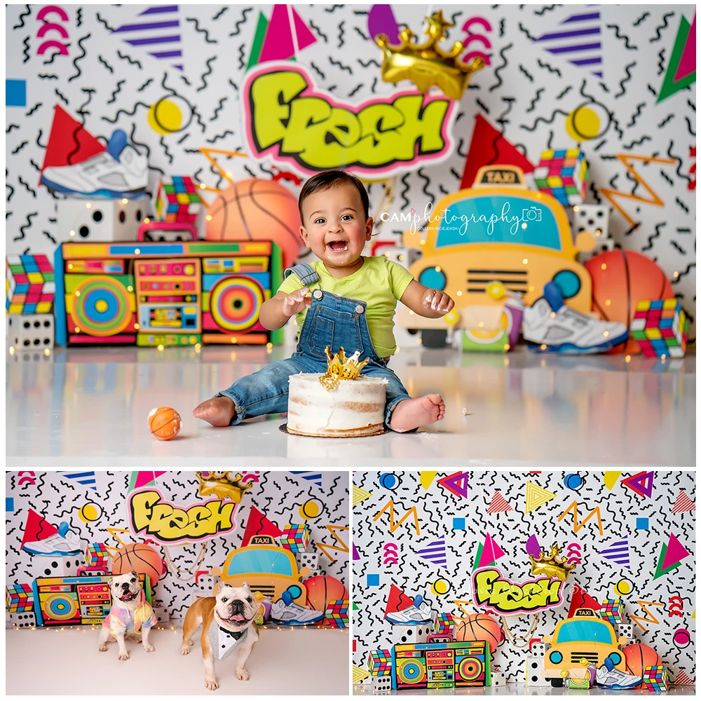 

Back to 90S 80S Party Fresh Photo Background Children Birthday Cake Smash Photography Backdrop Kids Portrait Photo Studio Props