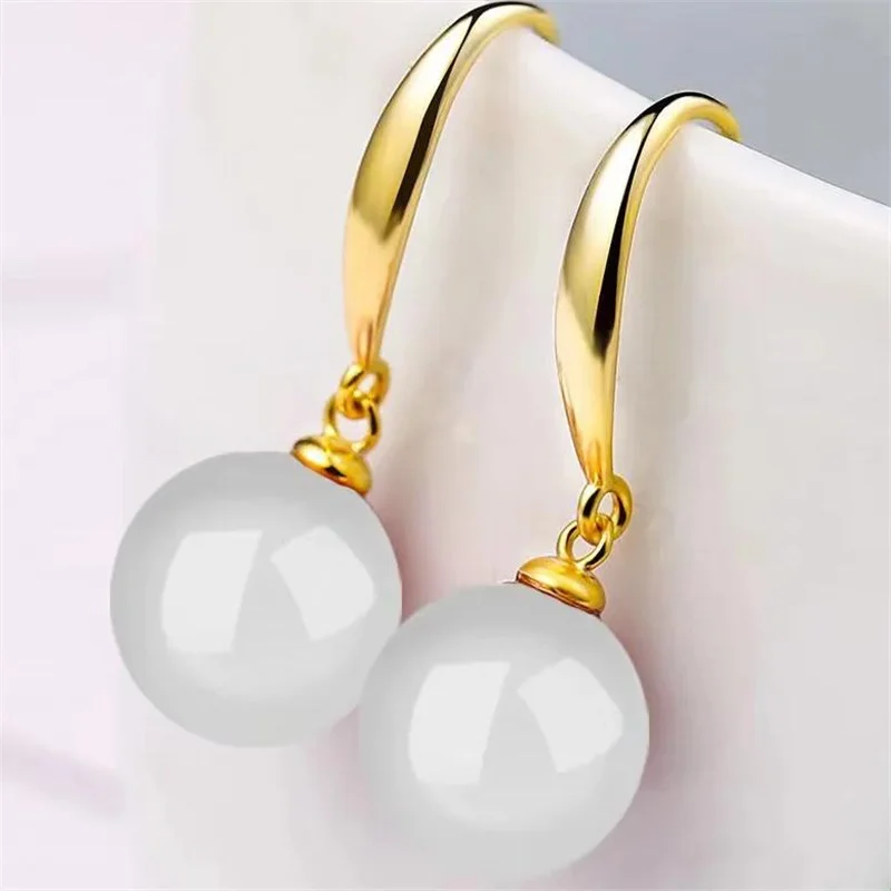 Vintage einfache Hotan Jade Damen Ohrringe Retro Palace klassisch elegant ethnischen Schmuck Jubiläumsgeschenk – Detail 5