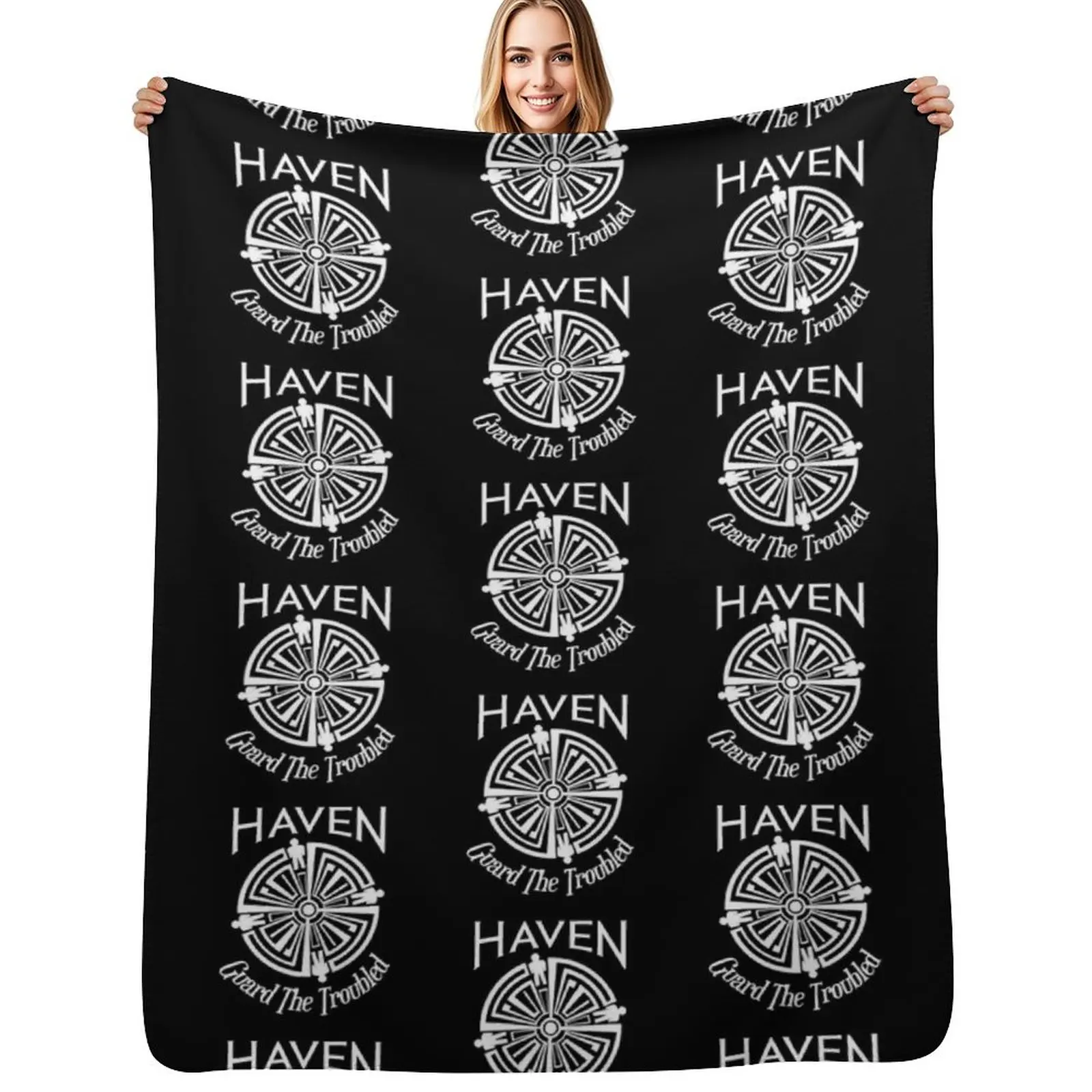 Haven Troubled Tattoo White Logo Throw Blanket Retros sofa bed Cute Softest funny gift Blankets