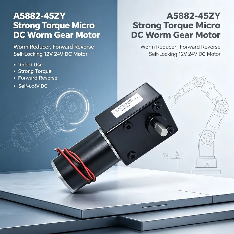 A5882-45ZY Strong Torque Micro DC Worm Gear Worm Reducer Motor Forward And Reverse Self-Locking DC12V 24V Voltage