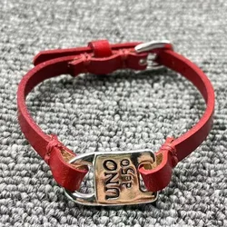 2023 New UNOde50 Fashion Silver 925 Exquisite Leather Women's Button Bracelet Holiday Gift