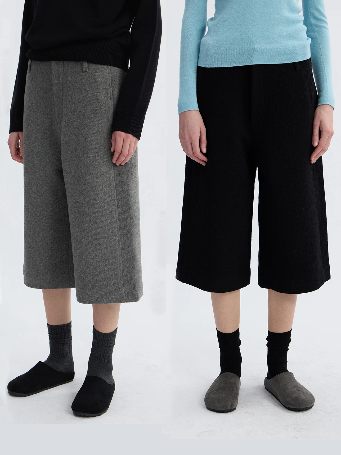 女性のウールストレートレッグカジュアルパンツ 7/8 長さのファッショナブルな質感秋の新作快適な綿混紡ズボン