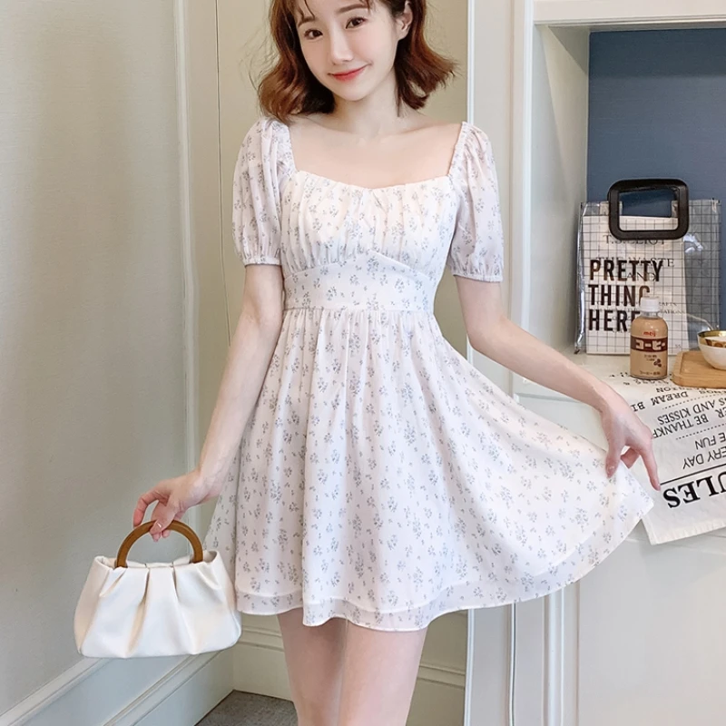 꽃 미니 드레스 여성 백리스 붕대 디자인 세련된 유행 한국 패션 캐주얼 데일리 하라주쿠 Sweet Spicy Girls Summer Y2k