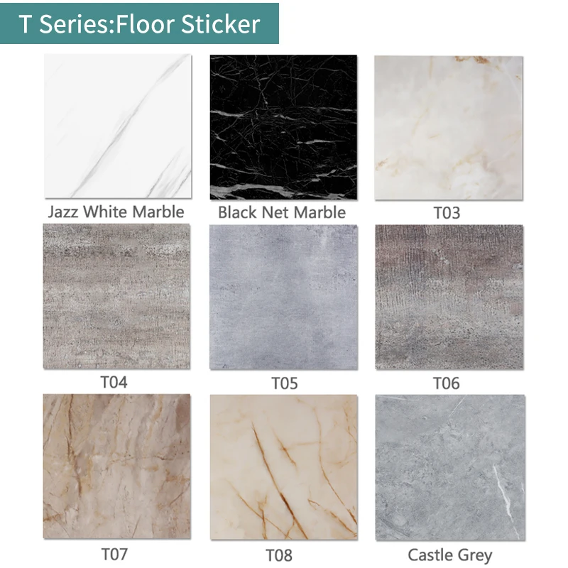 20pcs PVC Flat Imitation Marble Tile Floor Stickers 30*30cm Self-adhesive Wall Stickers Waterproof Bathroom living room Decals