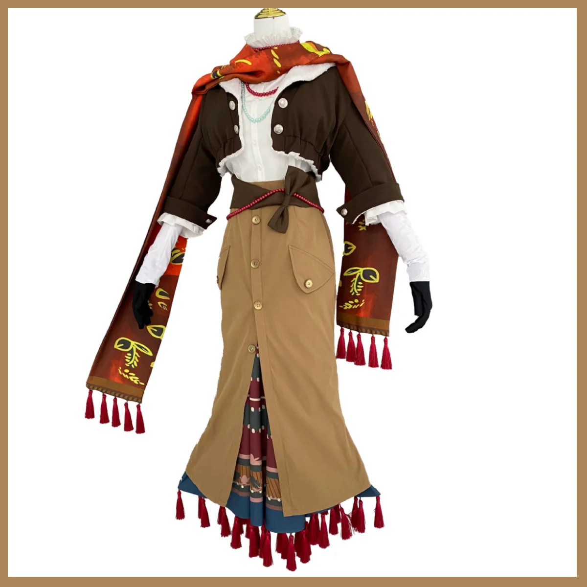 أنيمي لعبة عكس: 1999 فيلا تأثيري حلي ريترو براون معطف تنورة موحدة مجموعة كاملة شعر مستعار الكبار امرأة مثير الترفيه اليومي البدلة #4
