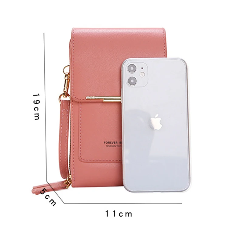 Ladies Touch Screen Cell Phone Purse Smartphone Wallet PU Leather Shoulder Strap Handbag Women Bag Fashion Mobile Wallet