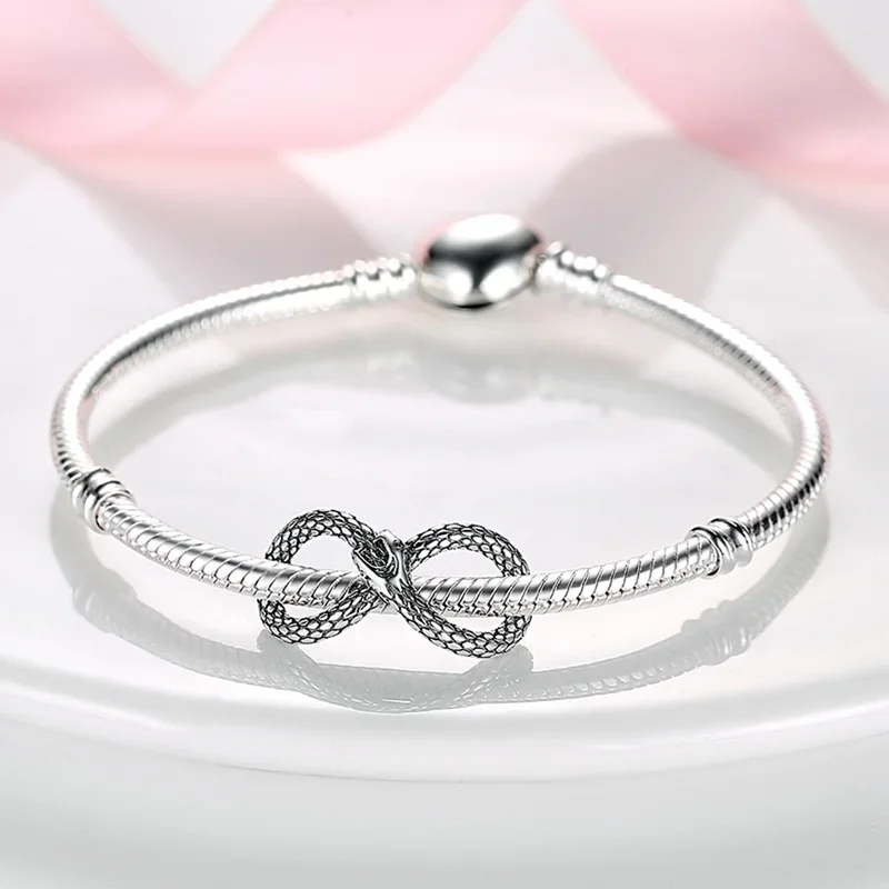 Geometric Snake Texture Beads 925 Sterling Silver Original Beads Fit Original 925 Charms Bracelet Beads Jewelry Gifts for Women