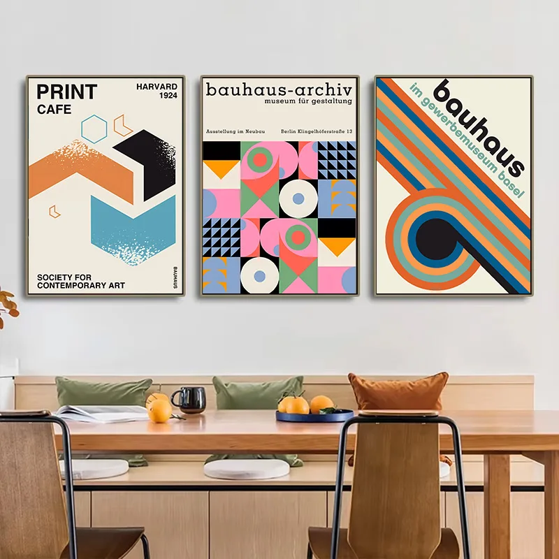 Bauhaus Minimalist Geometric Poster Modern Rationality Wall Art Canvas Print Painting Home Decor for Bedroom Living Room Hallway