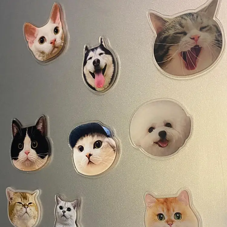 Custom-Engraved Magnetic Pet Head Customized Pet Photo Acrylic Fridge Magnets Acrylic Pet Fridge Magnets Gifts for Pet Lovers