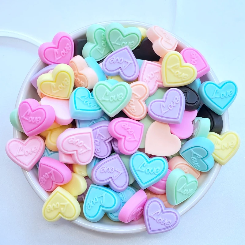 20Pcs New Cute Mini Heart Resin Flatback Cabochon Scrapbook Kawaii Embellishments Accessories