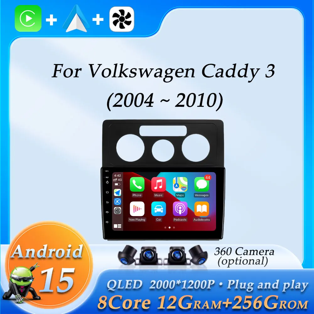 

Car Radio Video Audio Multimedia Player for Volkswagen Caddy 2K 3 III 2004 - 2010 GPS Navigation Wireless CarPlay DSP Stereo BT