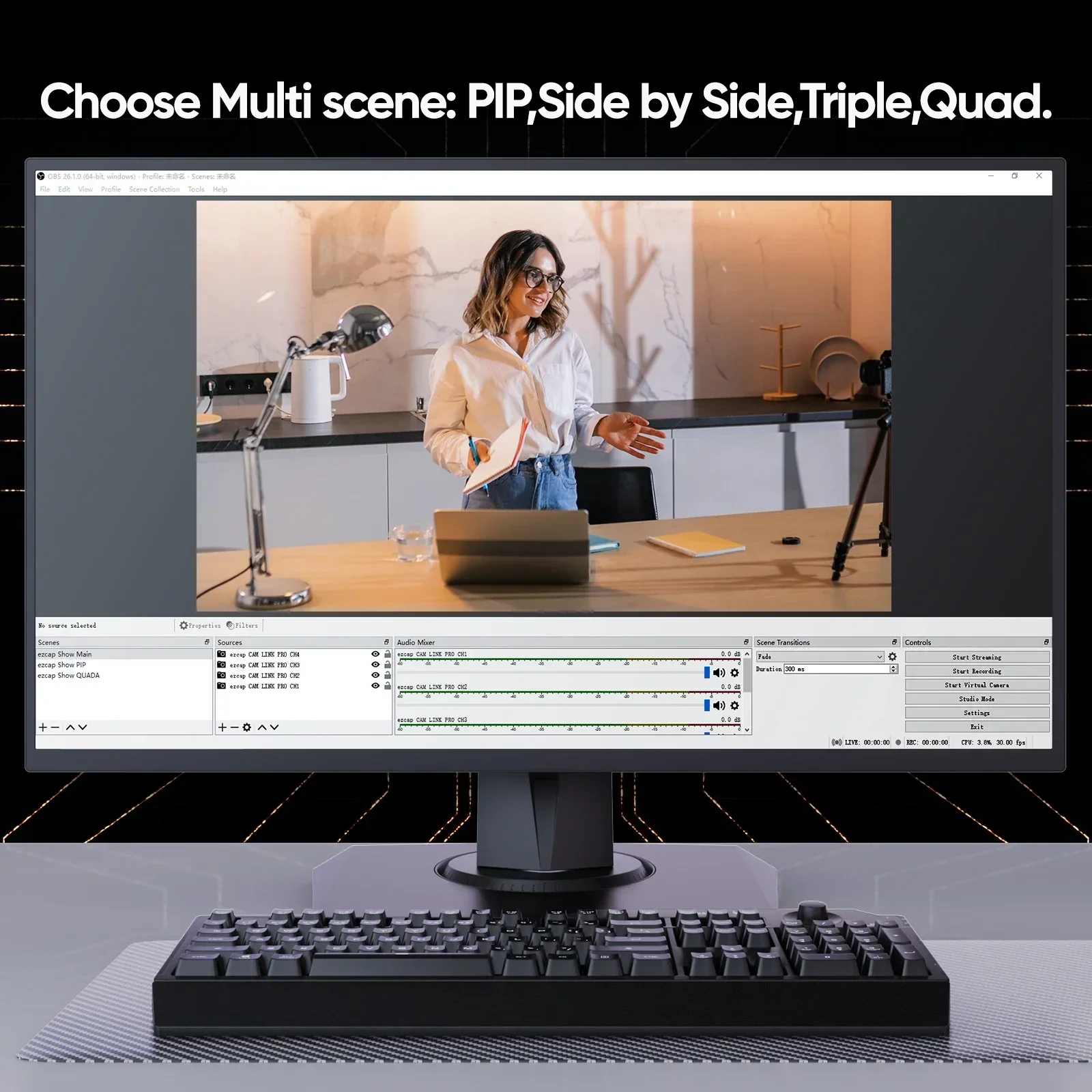 Ezcap335 4 منافذ HDMI PCIE بطاقة التقاط الفيديو لعبة المنتزع للكاميرا المتعددة البث المباشر كاميرا الفيديو DSLR كاميرا الحركة الكمبيوتر المحمول