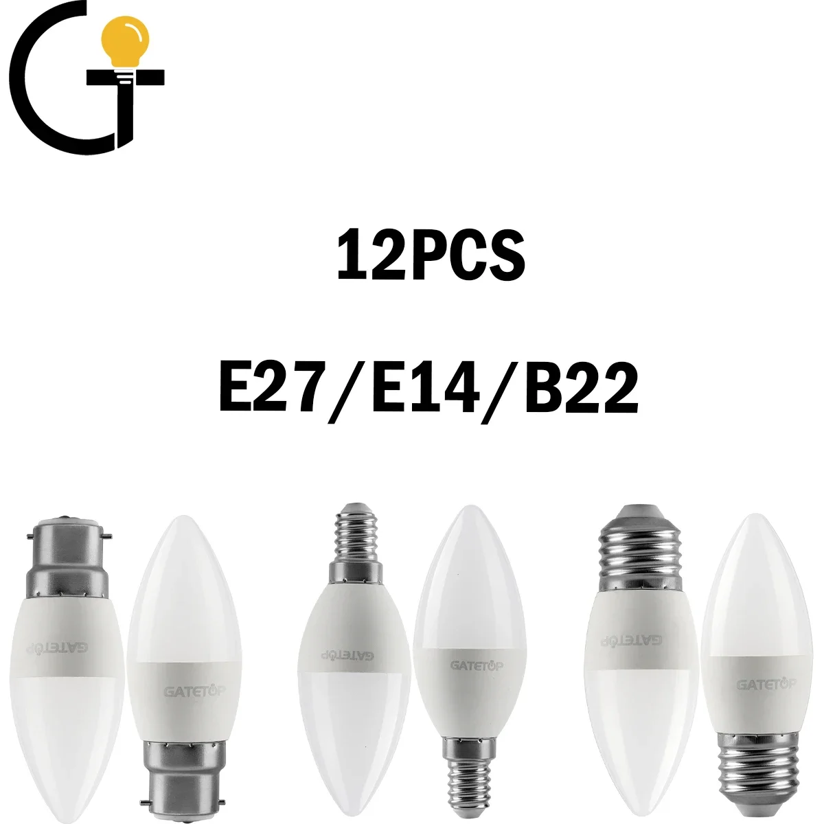 

12PCS 220V Led Bulb C37 3W-7W E27 B22 E14 Warm White/Day White/Cold White No Flicker High Lumen Lamp For Home, Office Lighting