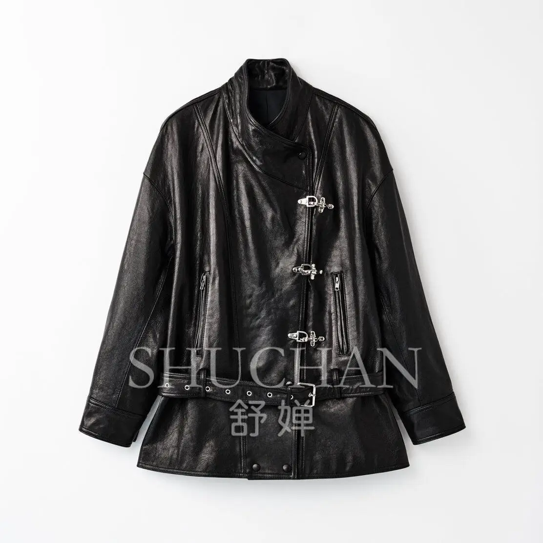 2026 winter new coat women [sound] Spanish sheepskin jacket heavy industry metal cool handsome locomotive pilot leather jacket