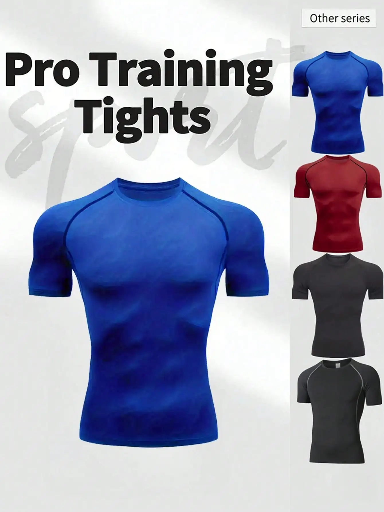 

Men's Short Sleeve Compression Training Shirt, Quick Dry Moisture Wicking for Gym Running Fitness