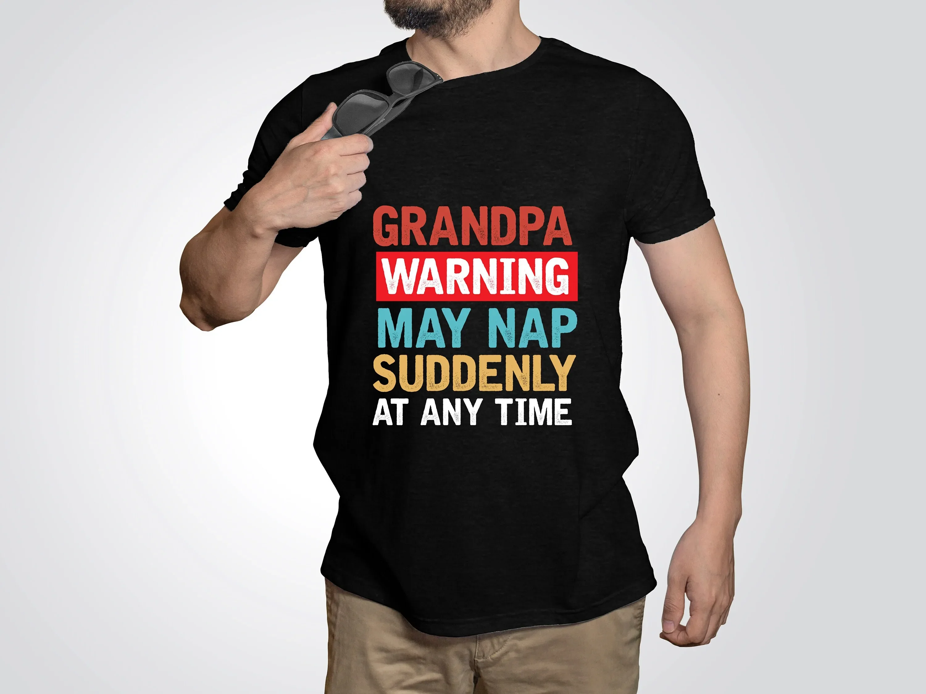 Funny Grandpa T Shirt Warning May Nap Suddenly At Any Time Jokes Humorous For Him Fathers Day