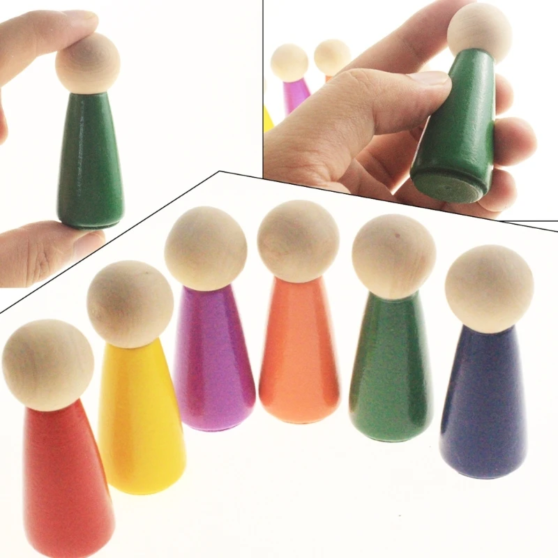 Y4QA Peg Doll Blanks Childrens Painting Toy Creative Learning Tools For Color Recognition Development
