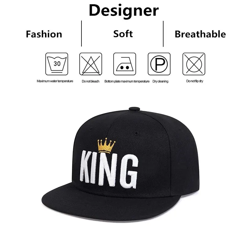 Unisex Crown KING Embroidery Hip-hop Hats Spring Autumn Outdoor Adjustable Casual Baseball Caps Sunscreen Hat