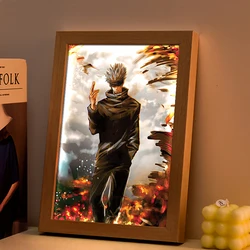 Hot Led Photo Frame Anime Lamp Roronoa Zoro Genshin Impact Art Painting Design Night Light Demon Slayer Home Decor Kid Room Gift