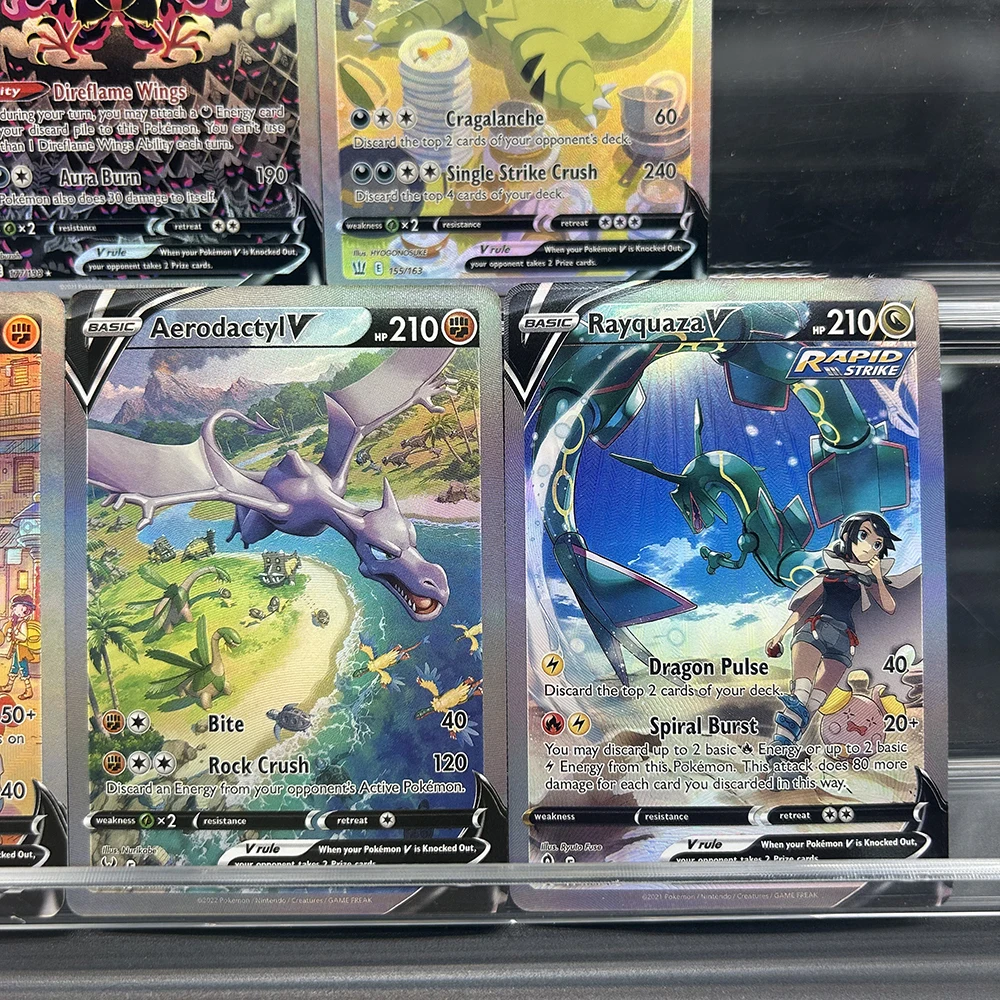 

Anime PTCG English Collection Card Galarian Moltres V 177/198 Diy Chilling Reign Alternate Art Rare Card Rayquaza Foil Card Gift