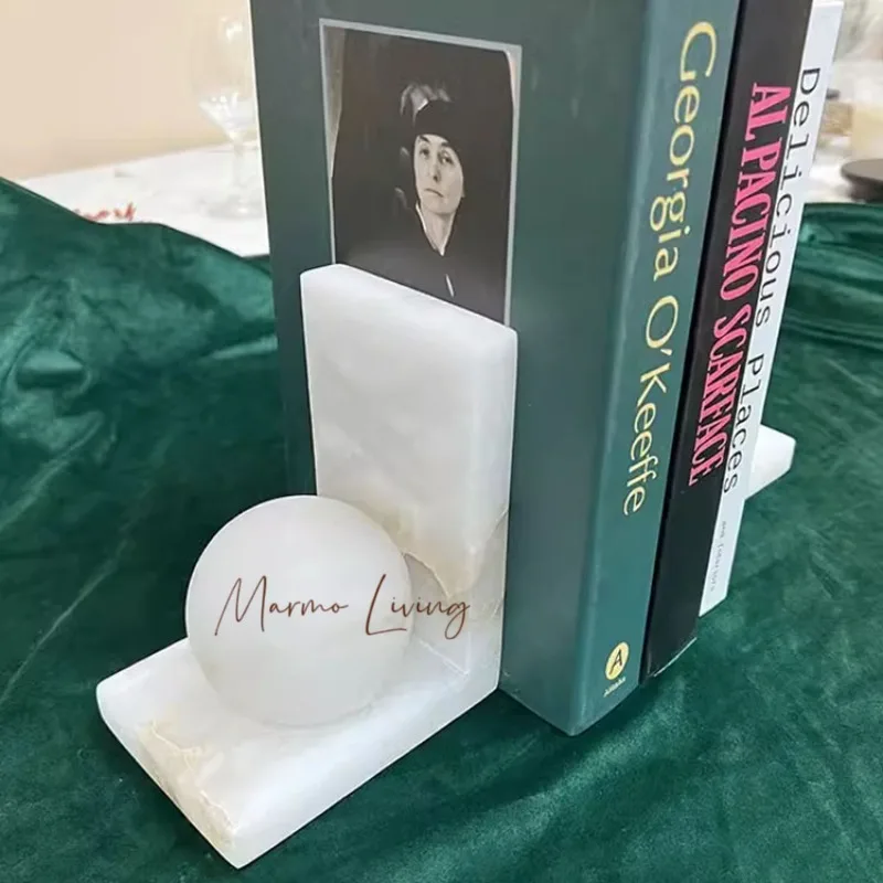 

Nordic simple natural marble bookstore designer model room villa study desktop decoration storage decoration