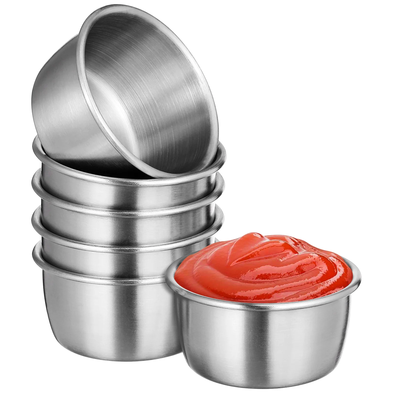 

6 PCS Paper Cup Dipping Bowls Stainless Steel Sauce Cups Metal Container Reusable Toddler