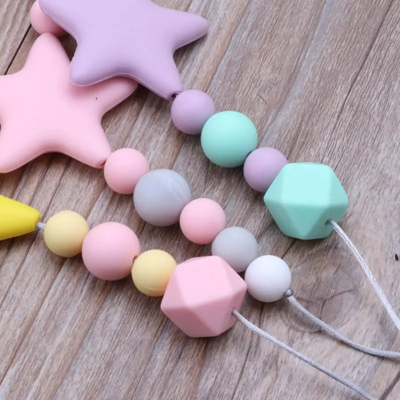 57EE for Creative Silicone Star Teether For Autistic Kids Necklace Chewing Pendant