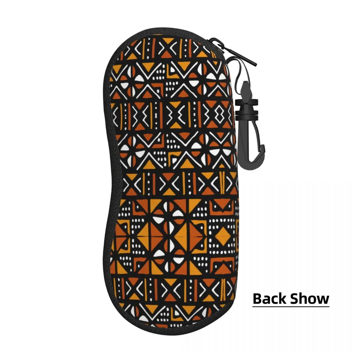 Custom Orange Bogolan African Pattern Shell Eyeglasses Protector Cases Cool Sunglass Case Africa Ethnic Tribal Art Glasses Pouch