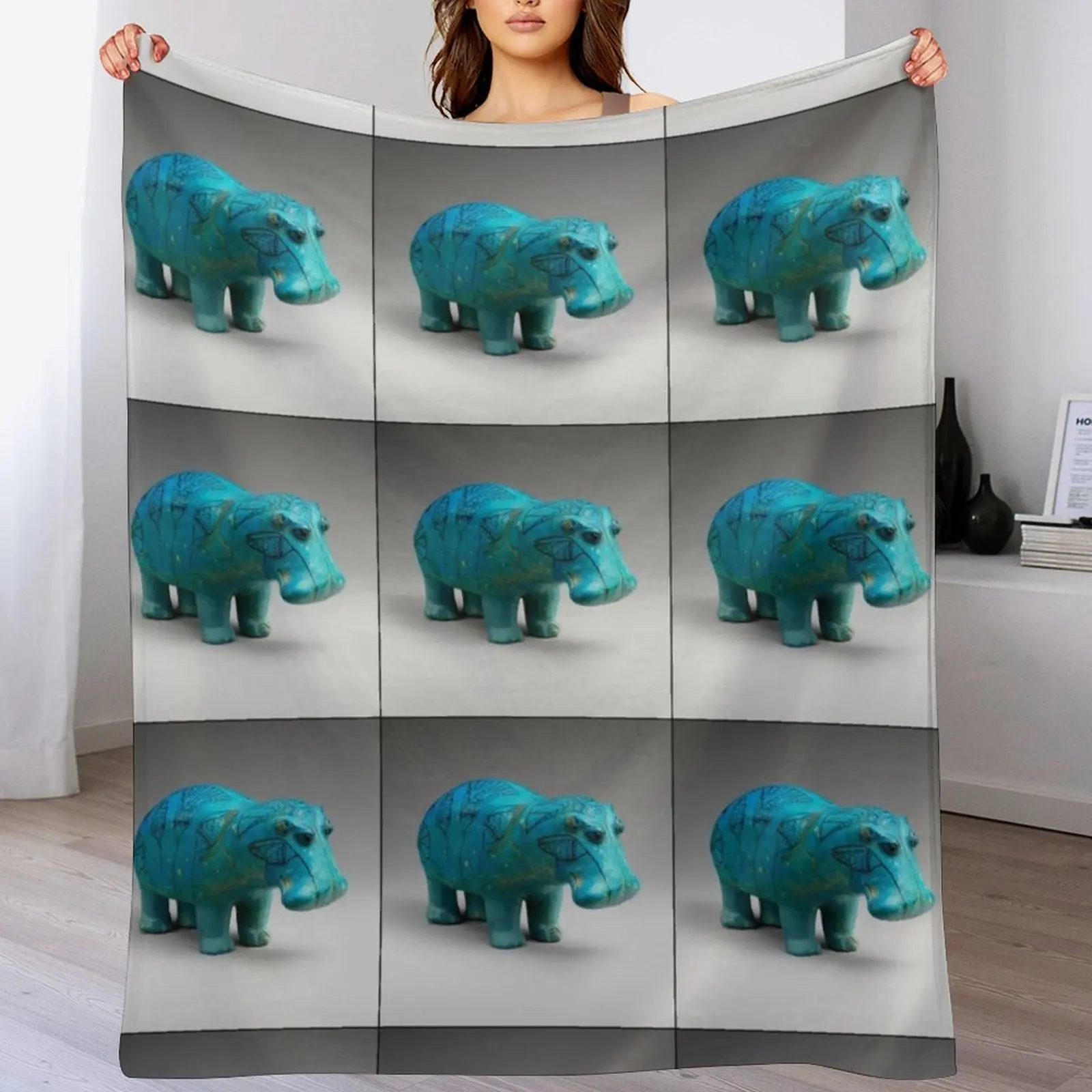 William the Hippo-Ancient Egyptian figurine Throw Blanket Soft Plush Plaid Picnic Blankets