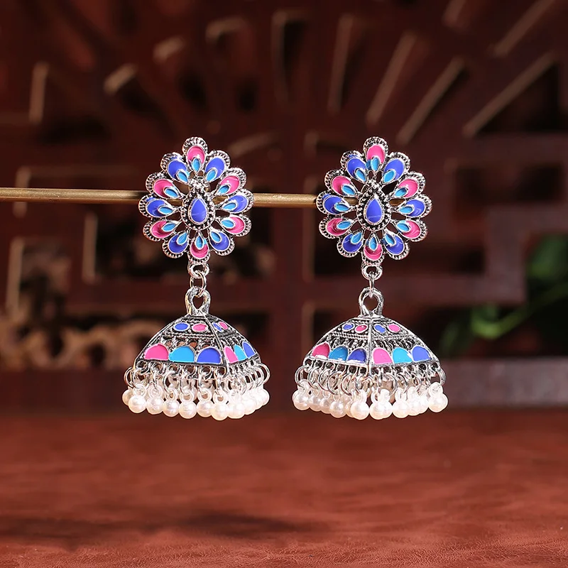 Spot, cross-border geometric personality exaggerated Indian court style niche design sense alloy earrings jewelry earrings