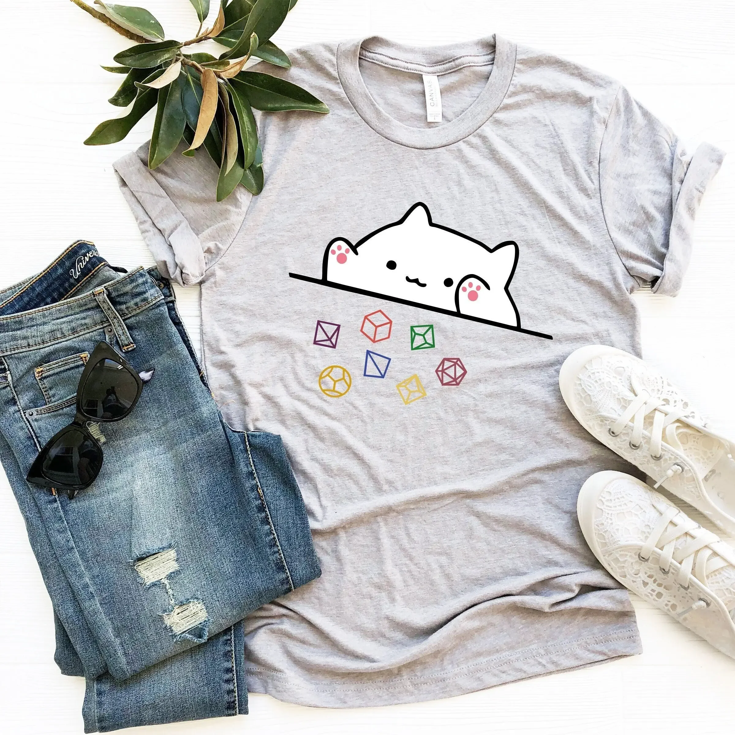 Cat Throwing Dice T Shirt Gaming Gamer