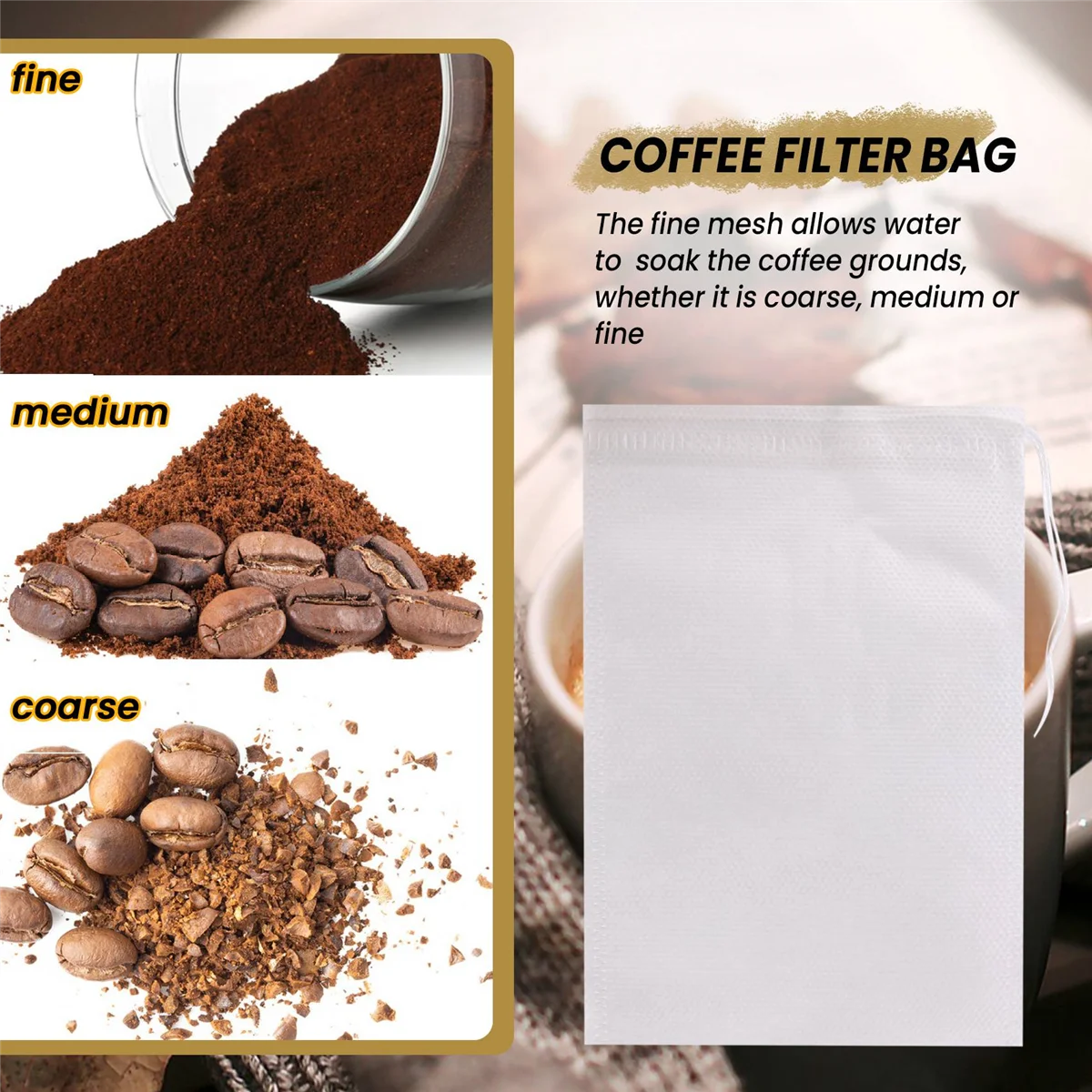 100 Pieces of Mess- Cold Brewing Bag Disposable Coffee Filter Bag Fine Mesh Brewing Drawstring Bag